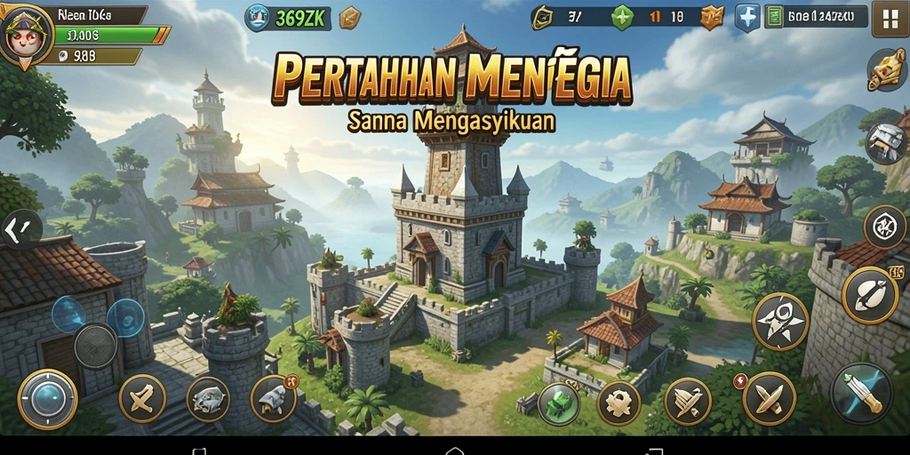 Gameplay seru Tower Defense dengan menara strategis.