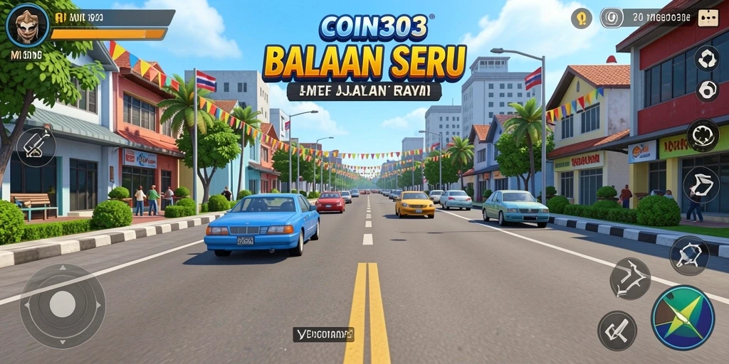 Tampilan gameplay seru COIN303 yang dramatis di lintasan balapan.