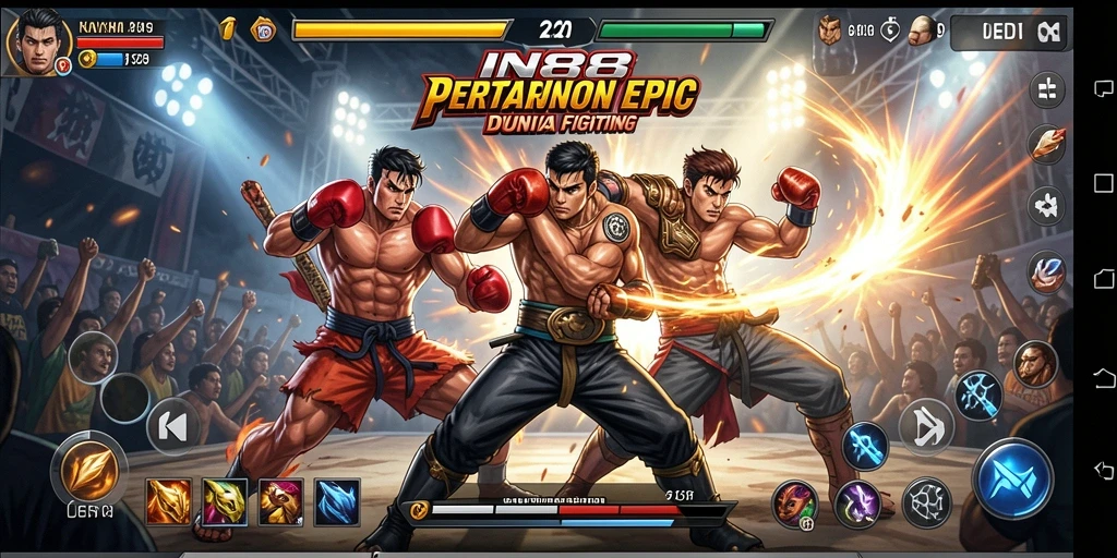 Screenshot gameplay yang menampilkan pertarungan mendebarkan di IN88.