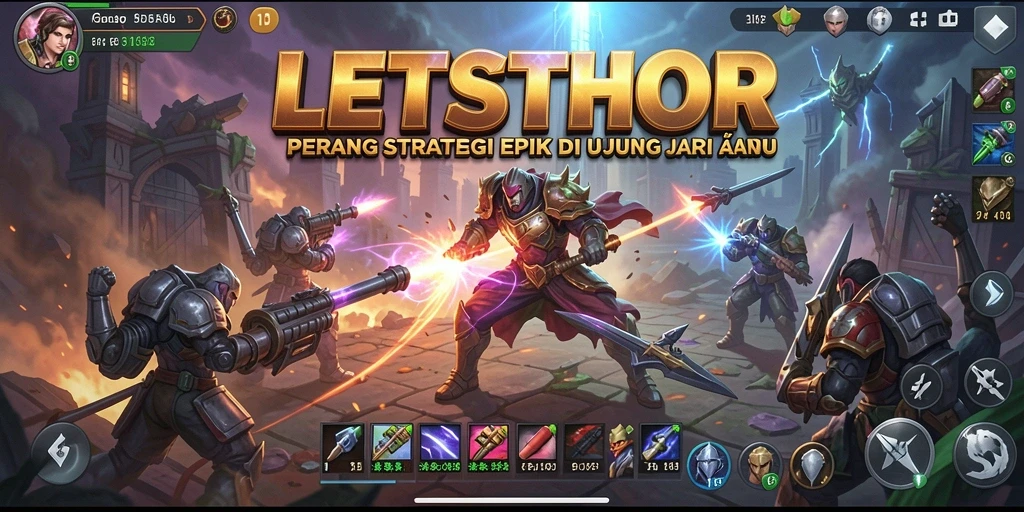 Gameplay menegangkan dalam LETSTHOR yang penuh strategi dan taktik.