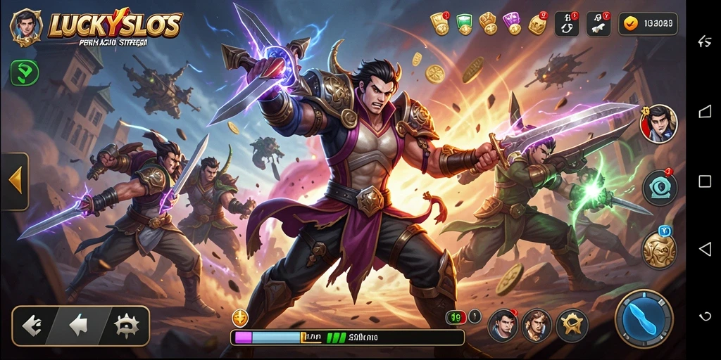 Gameplay seru dalam LUCKYSLOTS dengan pertarungan yang menegangkan.