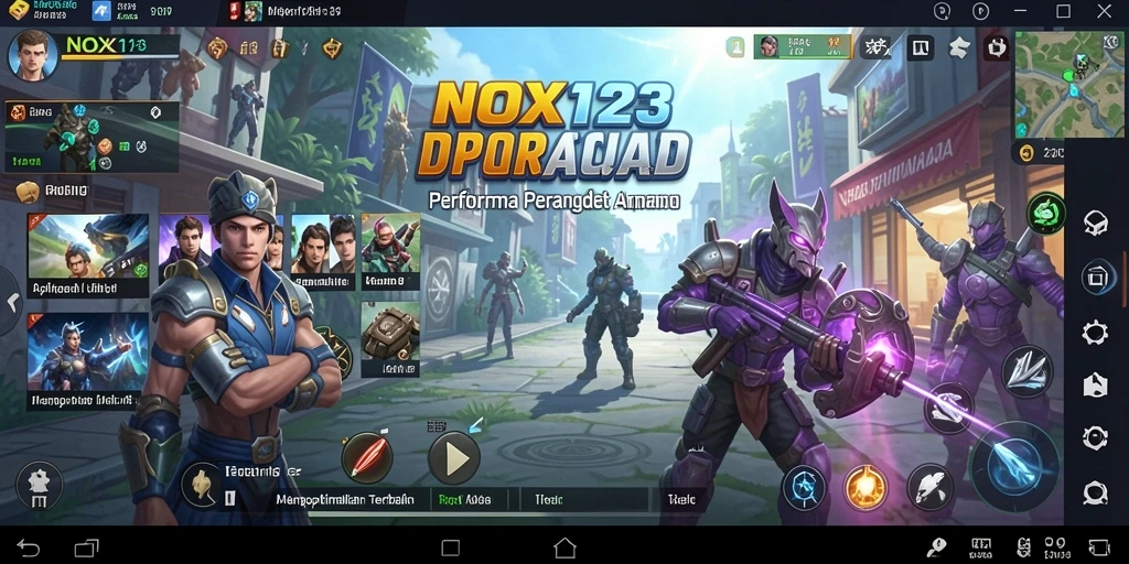 Tampilan utama NOX123 dengan fitur kontrol performa perangkat.